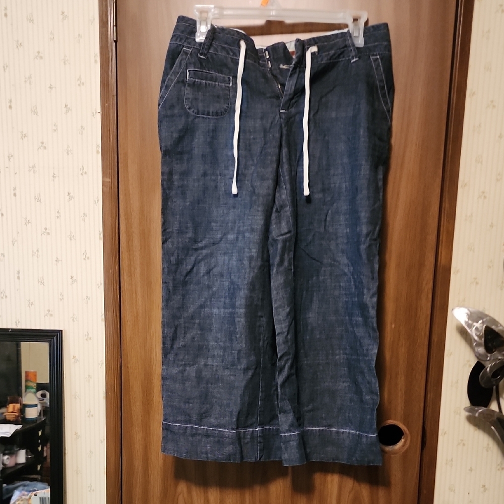 Casual Denim Wide-Leg Pants with Drawstring